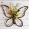 Butterfly Shaped Wreath with Pastel Berries and Floral Spring Artificial Wreaths for Front Door Decor